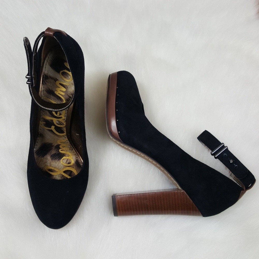 Sam Edelman LYLA Black Suede Ankle Strap Heels